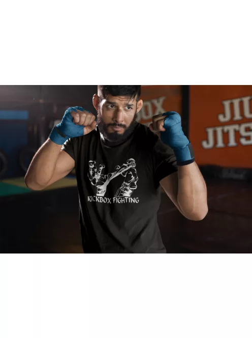 Kickbox Fighting kereknyakú pamut póló kick box mintával uniszex