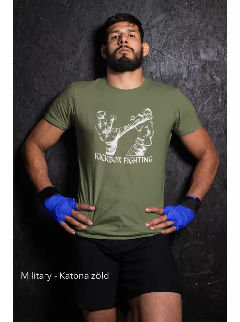 Kickbox Fighting kereknyakú pamut póló kick box mintával uniszex