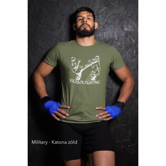 Kickbox Fighting kereknyakú pamut póló kick box mintával uniszex