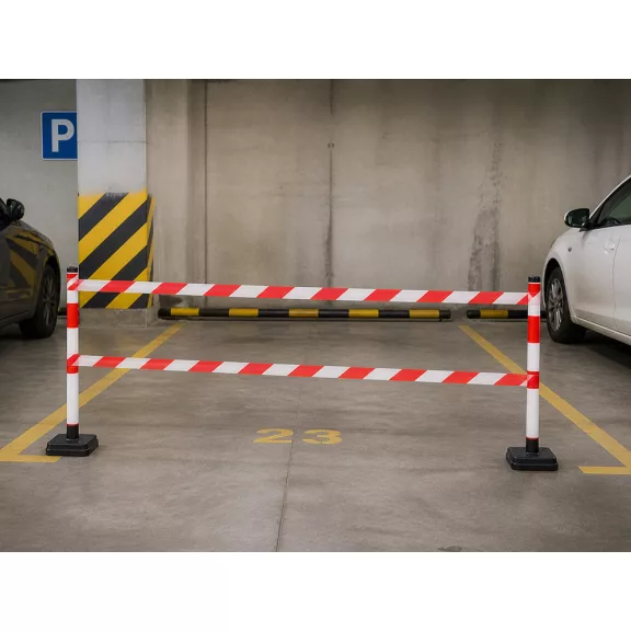 Fehér-piros figyelmeztető szalag 100 méter hosszúságban veszélyes területek és munkaterületek kijelölésére