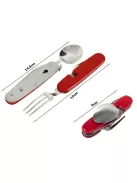 4 az 1-ben utazó evőeszköz készlet kanállal, villával és késsel kempingezéshez