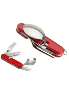 4 az 1-ben utazó evőeszköz készlet kanállal, villával és késsel kempingezéshez