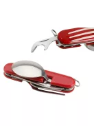 4 az 1-ben utazó evőeszköz készlet kanállal, villával és késsel kempingezéshez