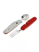 4 az 1-ben utazó evőeszköz készlet kanállal, villával és késsel kempingezéshez