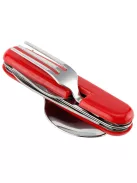 4 az 1-ben utazó evőeszköz készlet kanállal, villával és késsel kempingezéshez