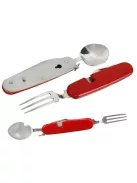 4 az 1-ben utazó evőeszköz készlet kanállal, villával és késsel kempingezéshez