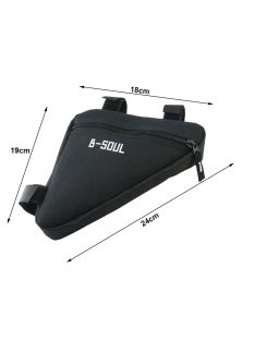Kerékpár váz táska, sasztuska, fekete, vízálló, cipzáras, telefon és szerszám tároló, kerékpáros kiegészítő