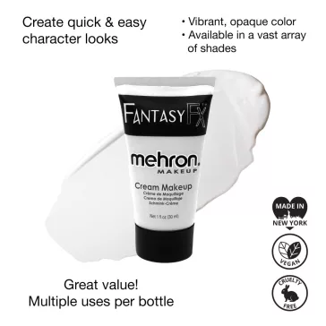 Mehron Fantasy FX White (30ml) – Fehér krémfesték, bohóc smink alap, vízbázisú arcfesték