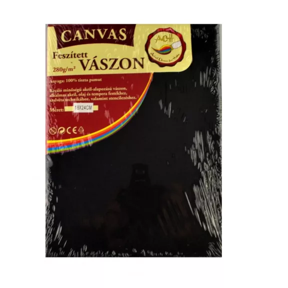 Feszített festővászon fekete - szögletes, több méretben