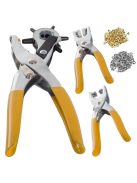 Bőrdíszműves Készlet 3 Fogóval - Revolver Lyukasztó, Szegecselő, Patentozó + Szegecs és Patent