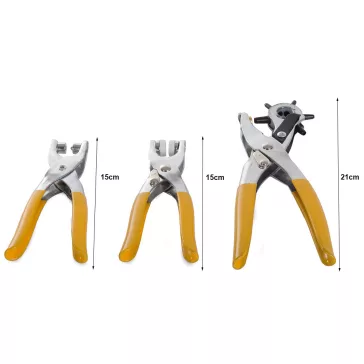 Bőrdíszműves Készlet 3 Fogóval - Revolver Lyukasztó, Szegecselő, Patentozó + Szegecs és Patent