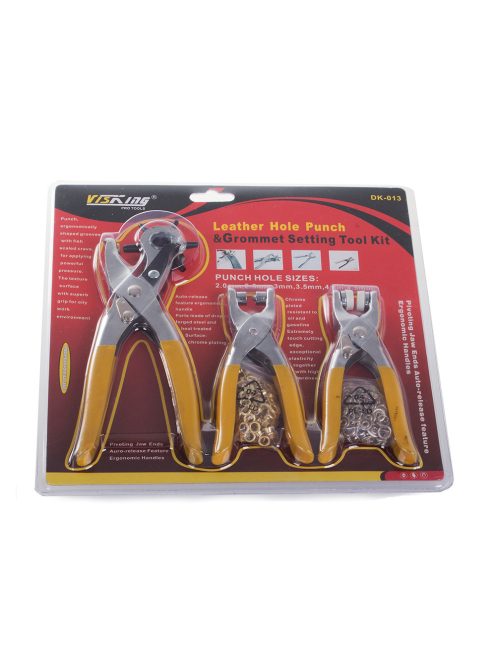 Bőrdíszműves Készlet 3 Fogóval - Revolver Lyukasztó, Szegecselő, Patentozó + Szegecs és Patent