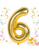 6-os szám arany fólia lufi 66 cm születésnapi dekoráció