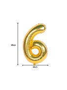 6-os szám arany fólia lufi 66 cm születésnapi dekoráció