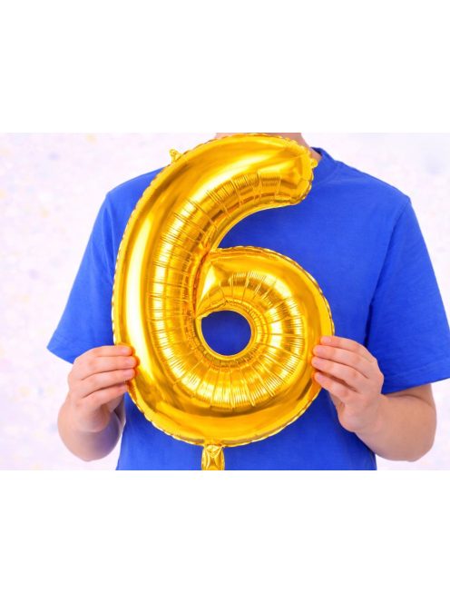 6-os szám arany fólia lufi 66 cm születésnapi dekoráció