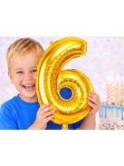 6-os szám arany fólia lufi 66 cm születésnapi dekoráció