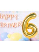 6-os szám arany fólia lufi 66 cm születésnapi dekoráció