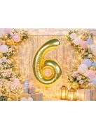 6-os szám arany fólia lufi 66 cm születésnapi dekoráció