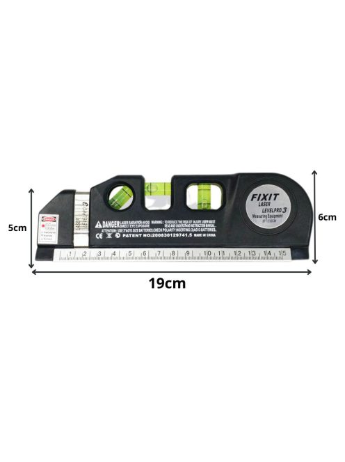 Precíziós lézeres szintező 15 cm-es, 2,5 m-es mérőszalaggal, lézeres mérővel, 3 üzemmóddal, LED