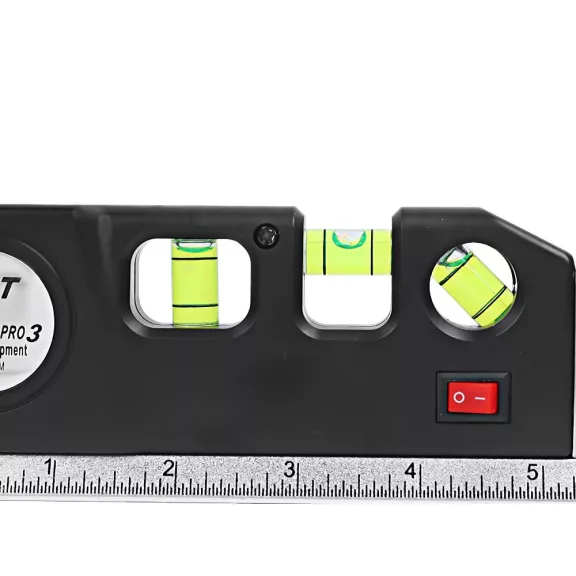 Precíziós lézeres szintező 15 cm-es, 2,5 m-es mérőszalaggal, lézeres mérővel, 3 üzemmóddal, LED