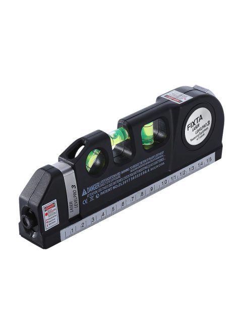 Precíziós lézeres szintező 15 cm-es, 2,5 m-es mérőszalaggal, lézeres mérővel, 3 üzemmóddal, LED