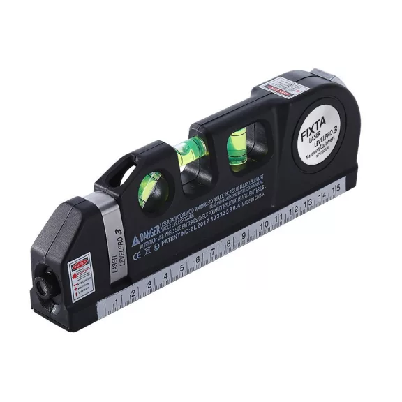 Precíziós lézeres szintező 15 cm-es, 2,5 m-es mérőszalaggal, lézeres mérővel, 3 üzemmóddal, LED
