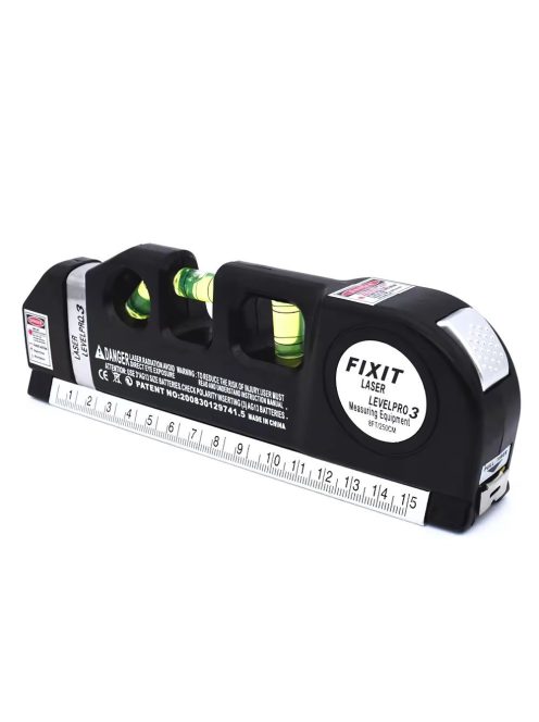 Precíziós lézeres szintező 15 cm-es, 2,5 m-es mérőszalaggal, lézeres mérővel, 3 üzemmóddal, LED