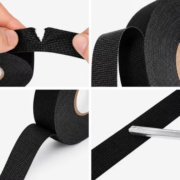 Fekete szövött szigetelőszalag 19 mm x 25 m tekercsben