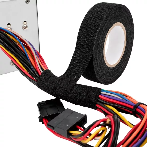 Fekete szövött szigetelőszalag 19 mm x 25 m tekercsben