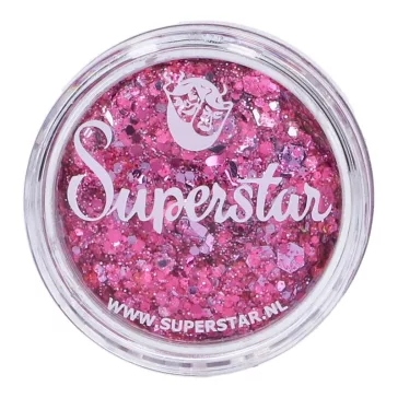 Pink sellő hatású Superstar chunky glitter krém átlátszó tégelyben