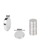 Erős neodímium mágnes 10mm x 2mm, 10db/cs