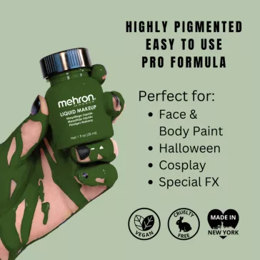 Vízbázisú airbrush és testfesték – Mehron Liquid Makeup green