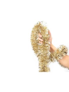 Arany karácsonyi girland, 2 méter hosszú füzér, karácsonyfa lánc, klasszikus ünnepi dekoráció, csillogó arany