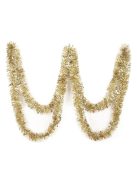 Arany karácsonyi girland, 2 méter hosszú füzér, karácsonyfa lánc, klasszikus ünnepi dekoráció, csillogó arany