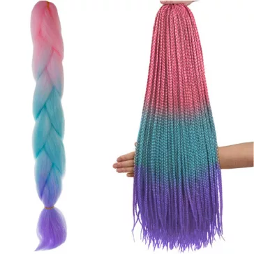 Szintetikus haj színes afro-ombre fonathoz - Pink/Kék/lila