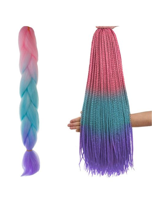 Szintetikus haj színes afro-ombre fonathoz - Pink/Kék/lila