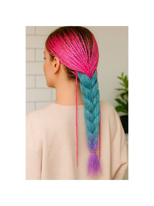 Szintetikus haj színes afro-ombre fonathoz - Pink/Kék/lila