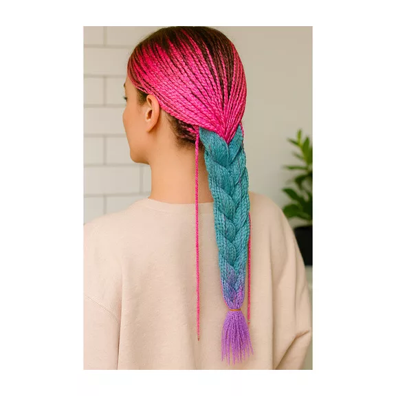 Szintetikus haj színes afro-ombre fonathoz - Pink/Kék/lila