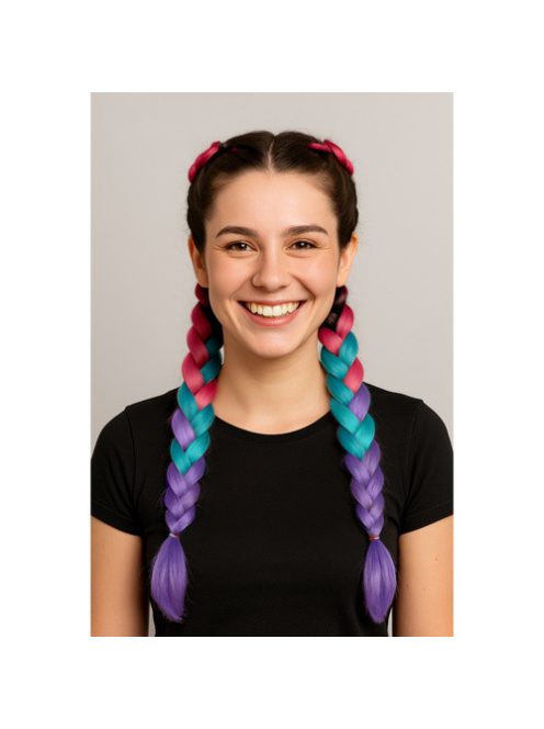 Szintetikus haj színes afro-ombre fonathoz - Pink/Kék/lila