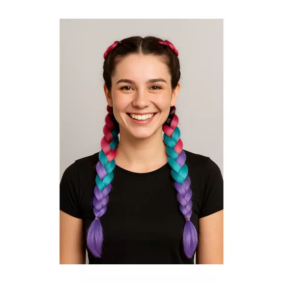 Szintetikus haj színes afro-ombre fonathoz - Pink/Kék/lila
