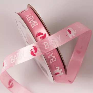 BABY mintás szatén szalagok - 12 mm több színben