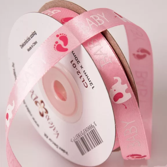 BABY mintás szatén szalagok - 12 mm több színben