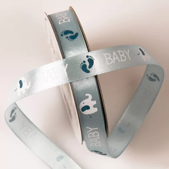 BABY mintás szatén szalagok - 12 mm több színben