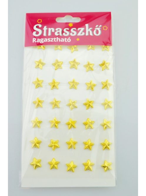 Strasszkő öntapadós 1cm  35 db-os - Csillag forma Arany