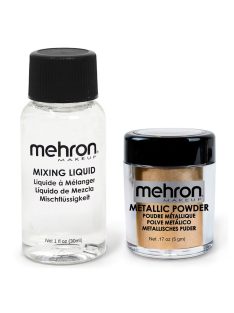 Mehron Metallic Powder Gold + - Mixing Liquid 