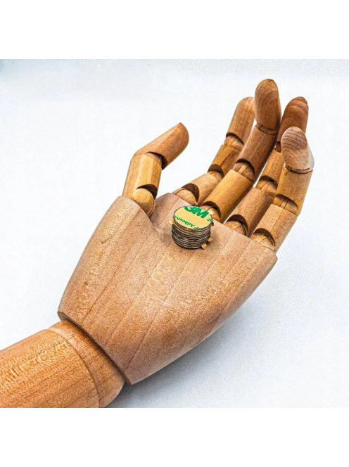 10 darabos 20 mm átmérőjű, 1 mm vastag öntapadós neodímium mágnes szett 3M ragasztóval