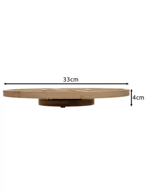 RUHHY forgatható bambusz tálalódeszka 33 cm-es átmérővel, 5 rekeszes kivitel sajtokhoz és snackekhez