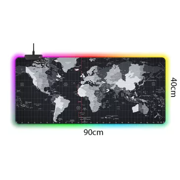 Világító XXXL gamer egérpad LED peremmel és térkép designnal