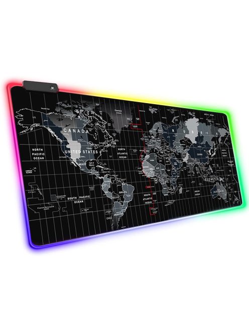 RGB Gamer Egérpad LED XXXL – Térkép Designnal