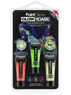   PaintGlow Glow in the Dark Neon UV arc- és testfesték készlet 3 színű